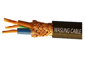 Rubber flexible cable with braiding